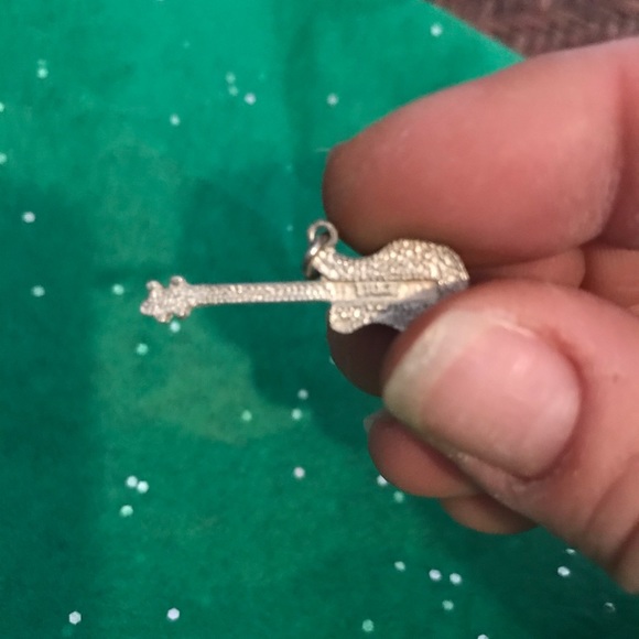 Sterling Silver Guitar Necklace Charm - Picture 3 of 4